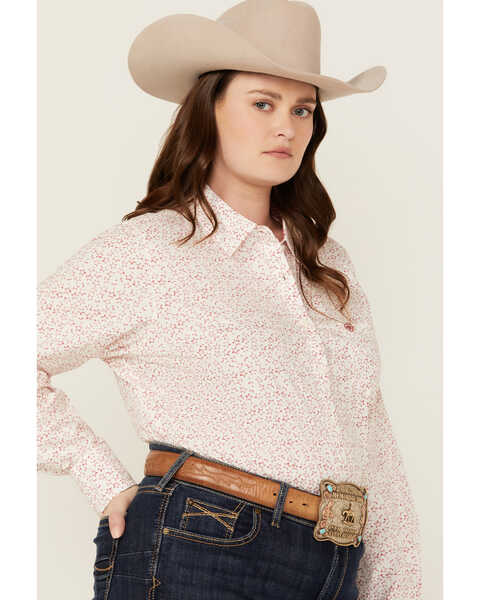 Image #2 - Ariat Women's Kirby Stretch Star Print Button-Down Long Sleeve Western Shirt - Plus, White, hi-res