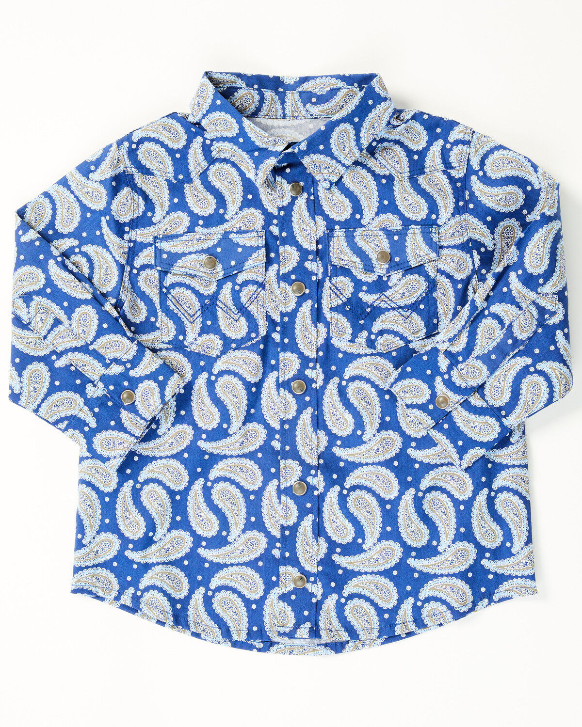 Image #1 - Wrangler Toddler Boys' Paisley Print Long Sleeve Snap Western Shirt, Blue, hi-res