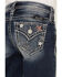 Miss Me Girls' Light Wash Mid Rise Americana Star Embroidered Bootcut Jeans, Blue, hi-res