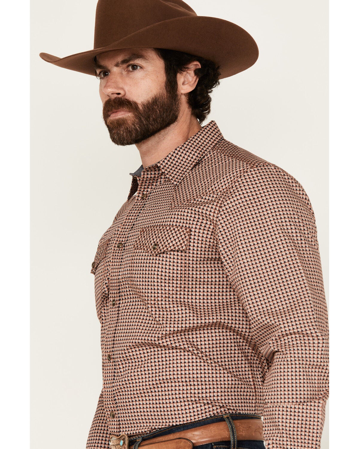 Image #2 - Cody James Men's Ramon Plaid Print Long Sleeve Snap Western Shirt - Big, Brown, hi-res