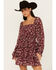 Image #1 - Trixxi Women's Paisley Flounce Tier Mini Dress, Maroon, hi-res