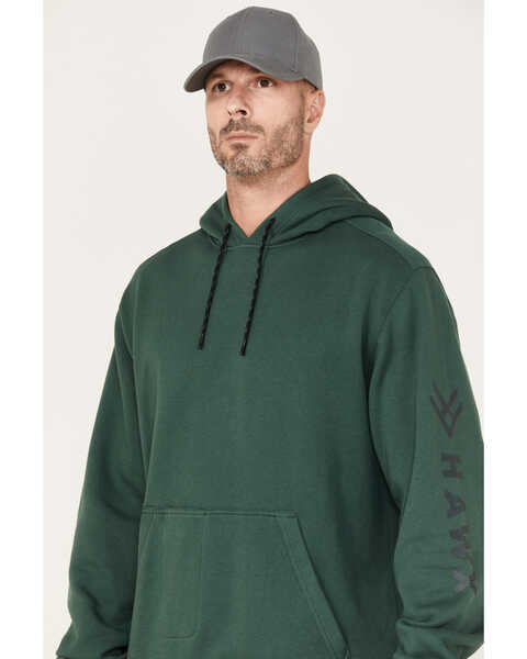 Image #2 - Hawx Men's Primo Logo Graphic Fleece Hooded Work Sweatshirt, Dark Green, hi-res