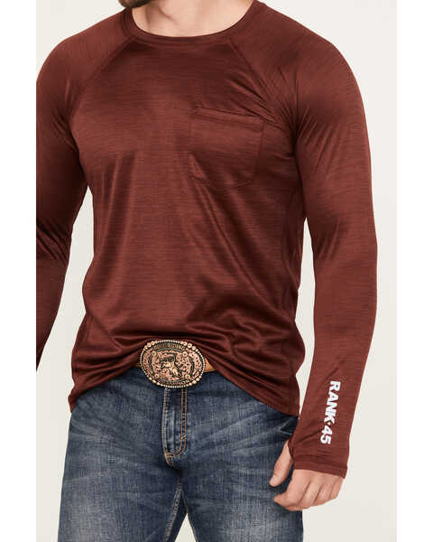 RANK 45® Men's Long Sleeve Performance T-Shirt, Wine, hi-res
