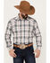 Image #1 - Roper Men's Amarillo Plaid Print Long Sleeve Western Snap Shirt, Grey, hi-res