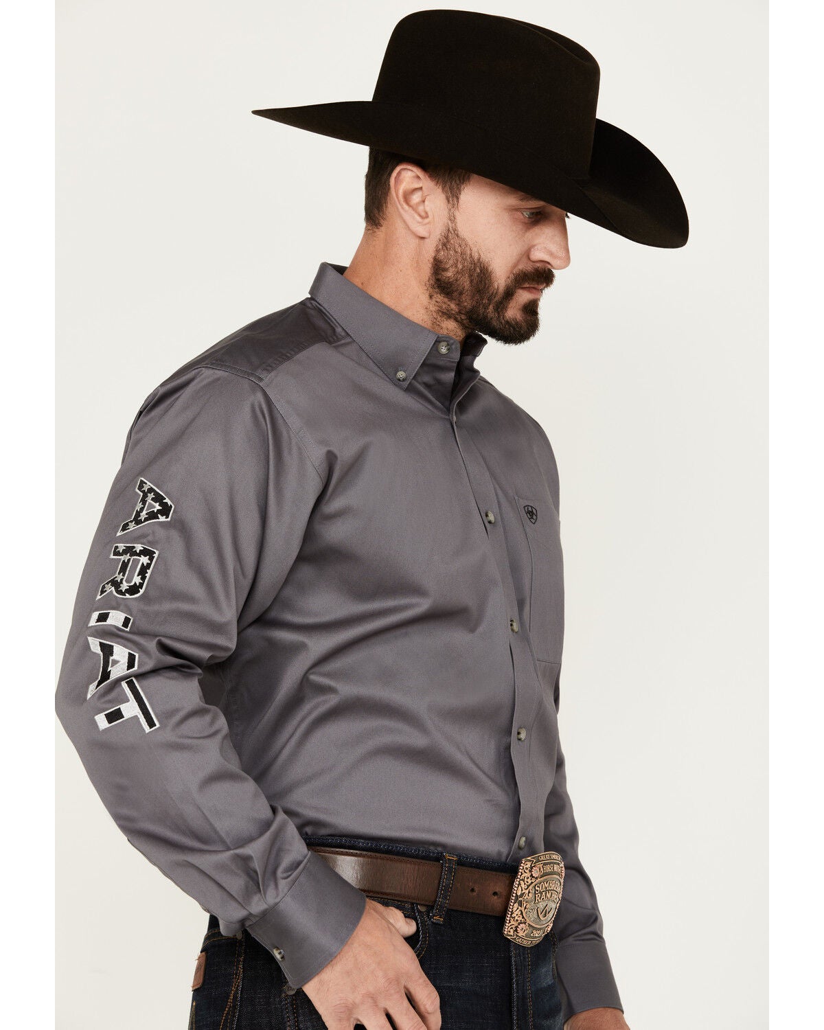 Ariat Men's Team Logo Twill Long Sleeve Button-Down Western Shirt, Dark ...