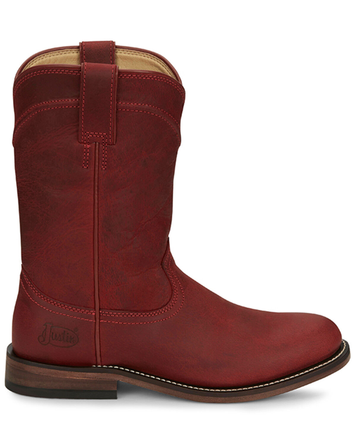 Image #2 - Justin Women's Holland Western Boots - Round Toe, Red, hi-res