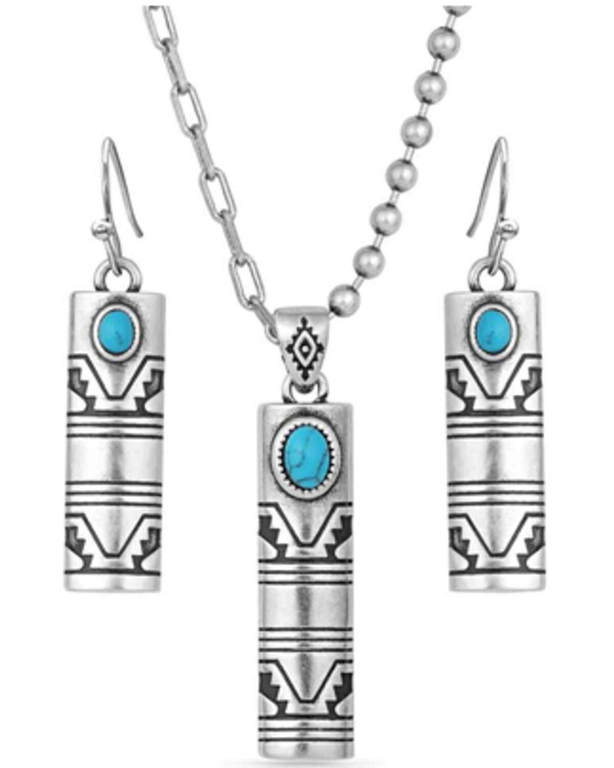 Image #1 - Montana Silversmiths Women's Western Stonehenge Buffed Jewelry Set, Silver, hi-res