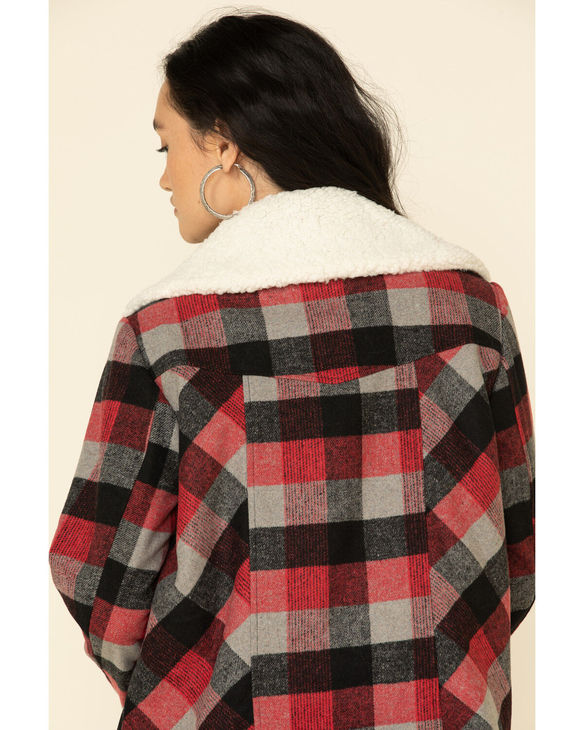 Plaid sherpa jacket womens clearance