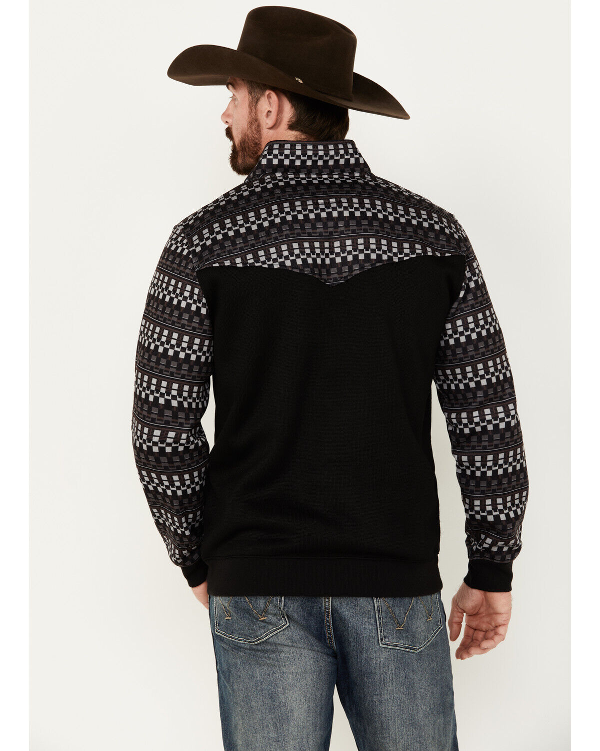 Image #4 - RANK 45® Men's Grove Striped Print 1/4 Zip Pullover, Black, hi-res