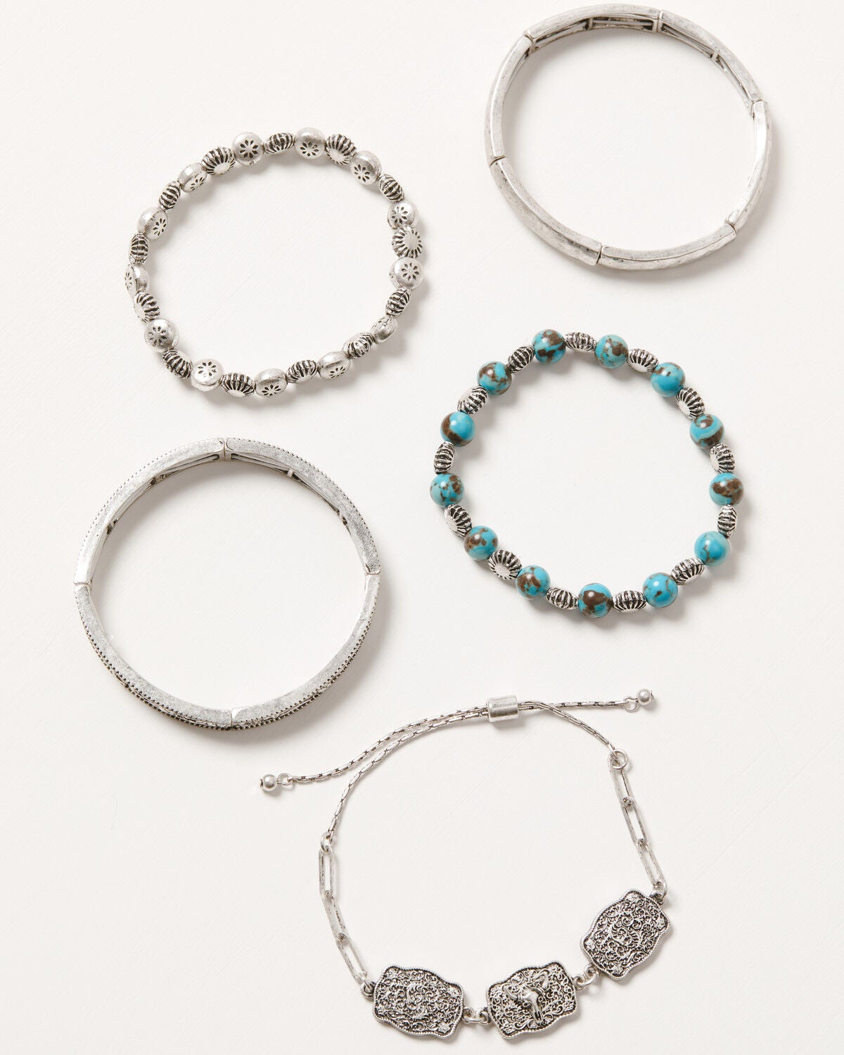 Idyllwind Women's Western Buckle Bracelet Set - 5 Piece, Silver, hi-res