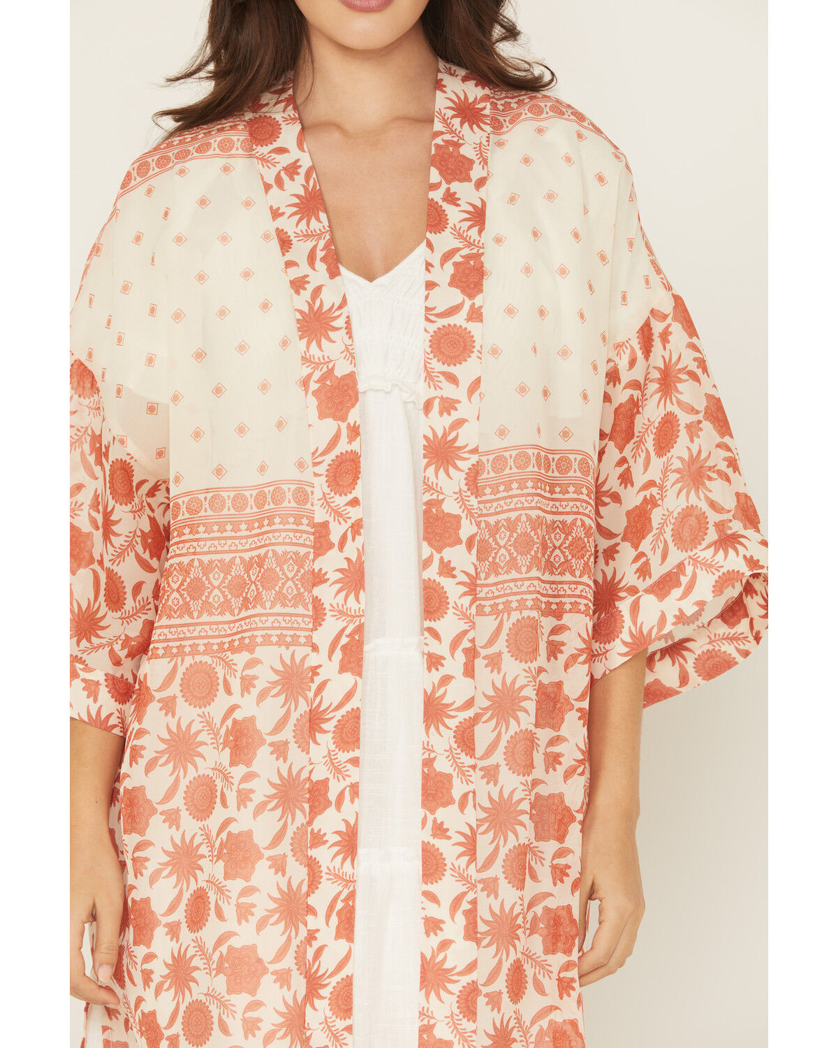 Image #3 - Ariat Women's Floral Print Kimono, Brown, hi-res
