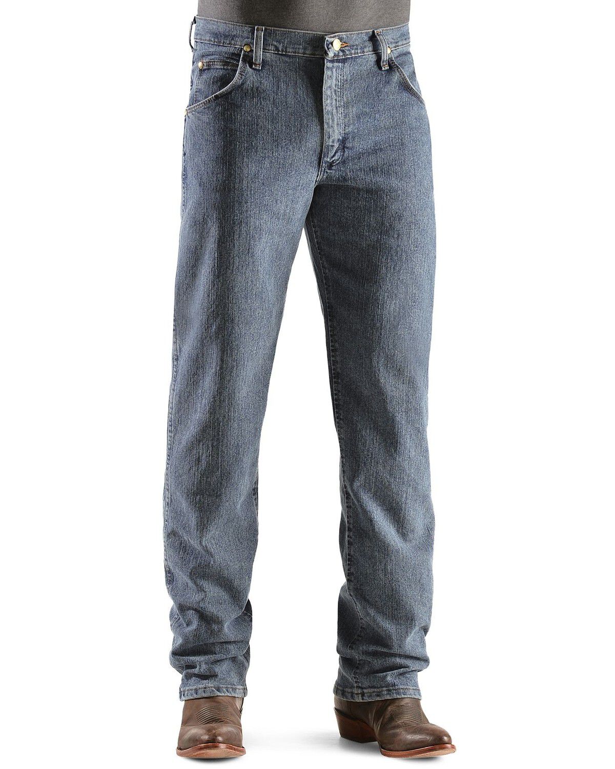 Image #2 - Wrangler Men's Medium Wash Premium Performance Bootcut Jeans, Dark Denim, hi-res