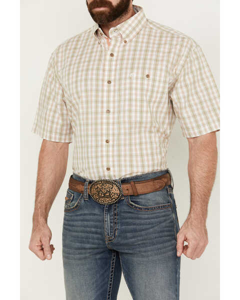 Image #3 - George Strait by Wrangler Men's Plaid Print Short Sleeve Button-Down Stretch Western Shirt - Big , Sage, hi-res