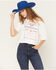 Image #1 - Budweiser Women's Logo Short Sleeve Off the Shoulder Graphic Tee, White, hi-res