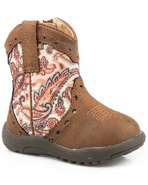 Roper Toddler Girls' Glitter Geo Print Western Boots - Round Toe, Brown, hi-res