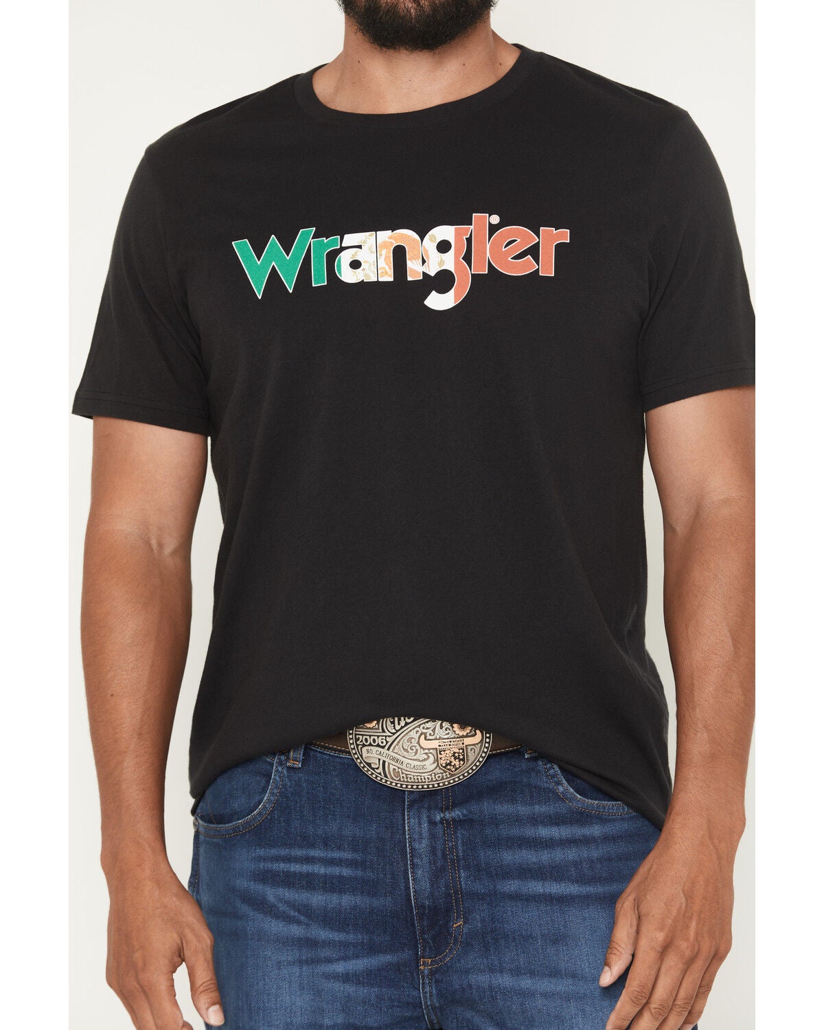 Image #3 - Wrangler Men's Boot Barn Exclusive Mexico Logo Short Sleeve Graphic T-Shirt, Black, hi-res