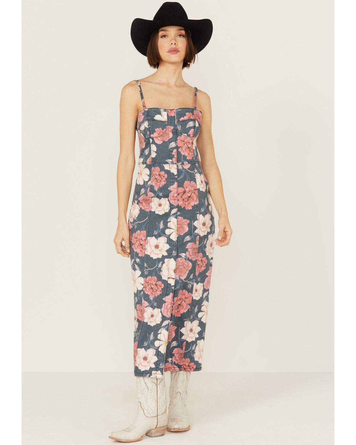 Image #1 - Driftwood Women's Floral Sweetheart Masquerade Noir Midi Dress, Black, hi-res