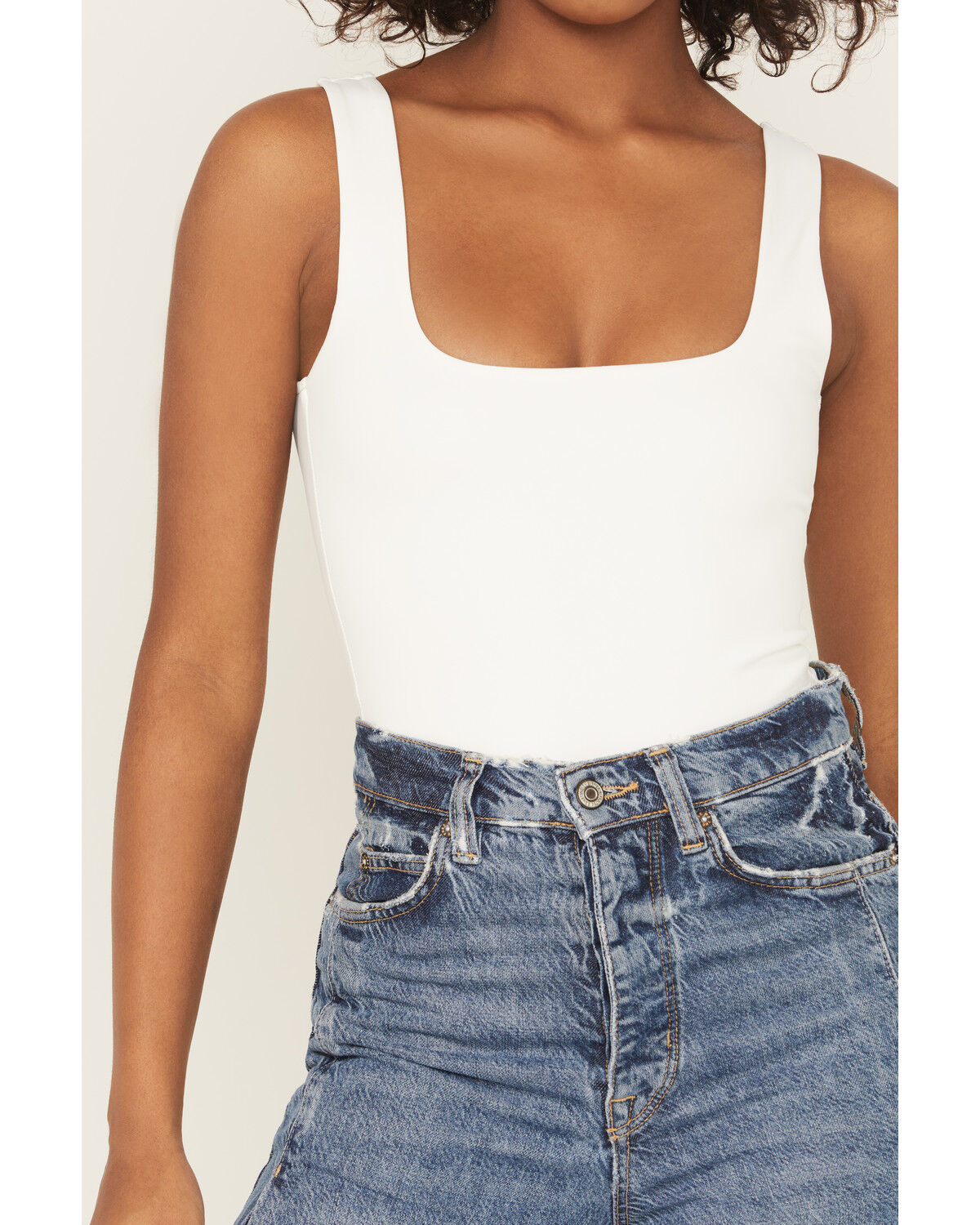 Image #3 - Good American Women's Scuba Solid Sleeveless Bodysuit, White, hi-res