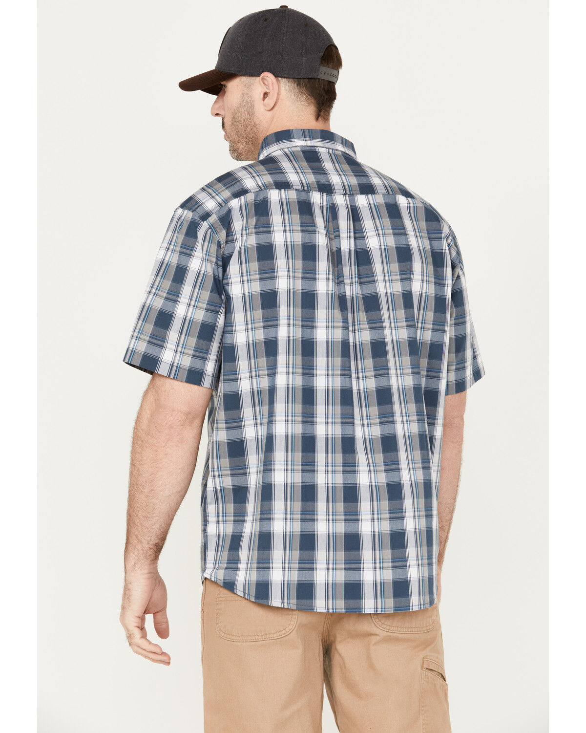 Image #4 - Dickies Men's Plaid Print Relaxed Fit Flex Short Sleeve Button Down Work Shirt, Blue, hi-res