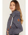 Image #2 - Wanakome Women's Hestia Asymmetrical Full-Zip Sweatshirt, Navy, hi-res