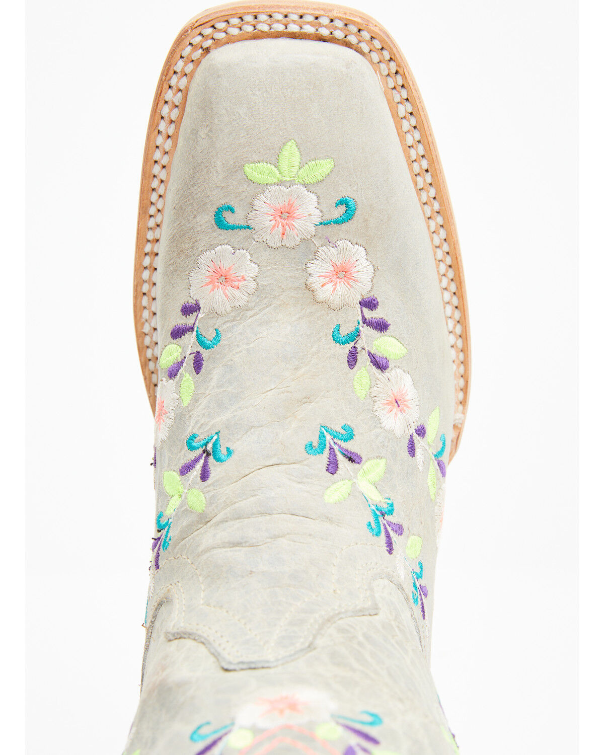 Image #6 - Corral Girls' Floral Embroidered Blacklight Western Boots - Square Toe, Light Pink, hi-res