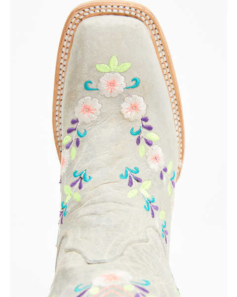 Image #6 - Corral Girls' Floral Embroidered Blacklight Western Boots - Square Toe , Light Pink, hi-res