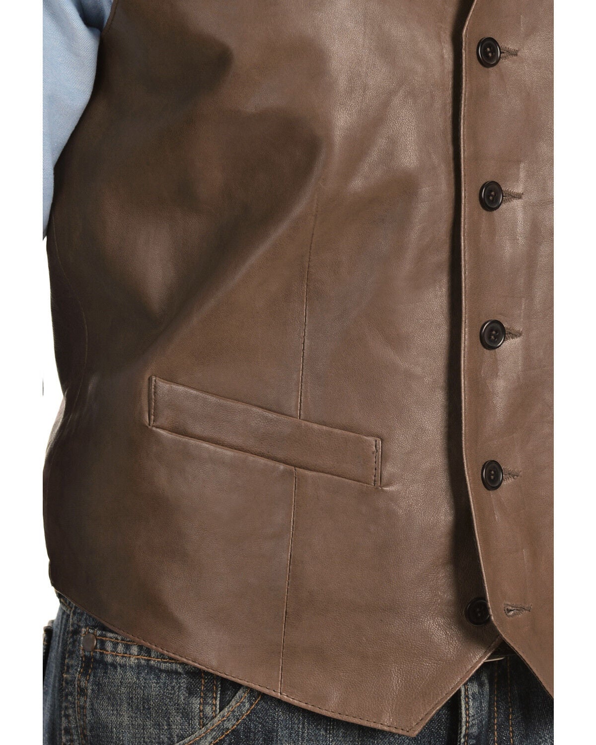 Image #2 - Scully Men's Lambskin Leather Western Vest - Big & Tall, Chocolate, hi-res