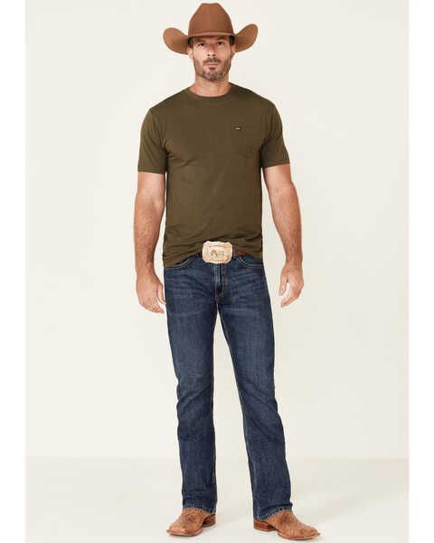 HOOey Men's Solid Premium Bamboo Short Sleeve Pocket T-Shirt , Olive, hi-res