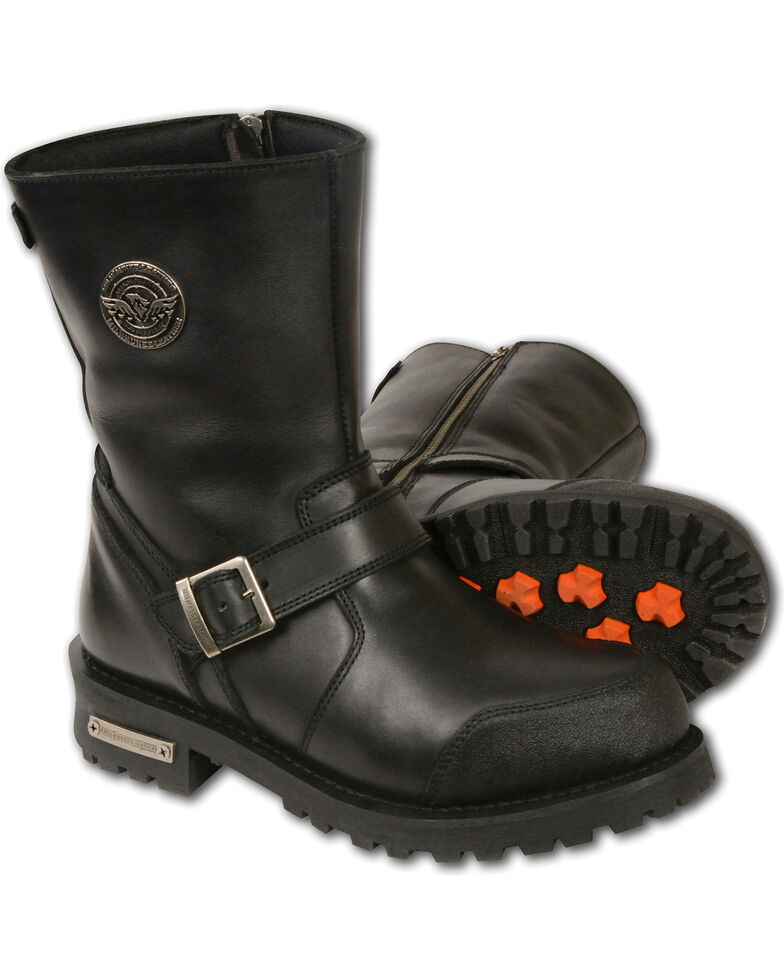 Milwaukee Leather Men's Black Classic Engineer Boots - Round Toe , Black, hi-res