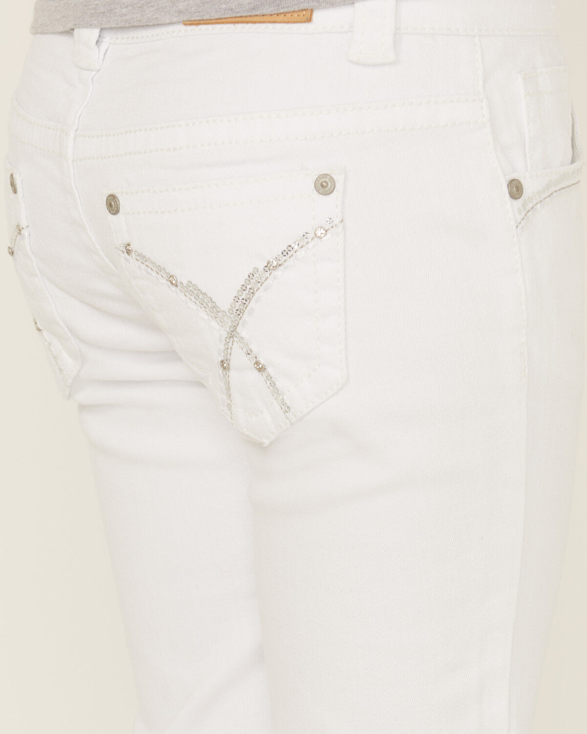 Image #3 - Shyanne Girls' Rhinestone Bootcut Stretch Denim Jeans, White, hi-res