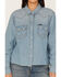 Wrangler Retro Women's Denim Frayed Long Sleeve Snap Western Shirt, Blue, hi-res