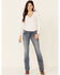 Image #1 - Wrangler Women's Medium Wash Regular Fit Mid Rise Bootcut Jeans, Med Blue, hi-res