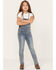 Hayden Girls' Medium Wash Denim Overalls, Blue, hi-res