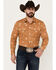 Image #1 - Pendleton Men's Laramie Diamond Print Long Sleeve Western Snap Shirt, Pecan, hi-res