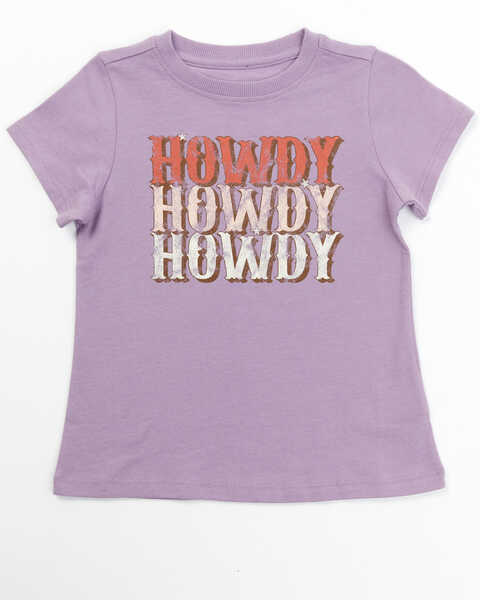 Shyanne Toddler Girls' Howdy Short Sleeve Graphic Tee, Purple, hi-res