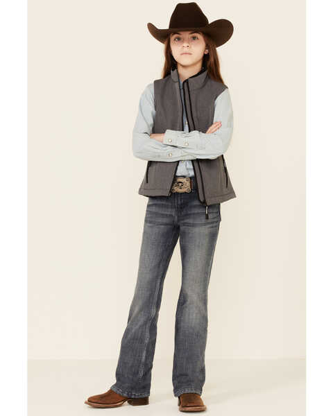 Image #2 - Roper Girls' Tech Fleece Zip-Front Softshell Vest, , hi-res