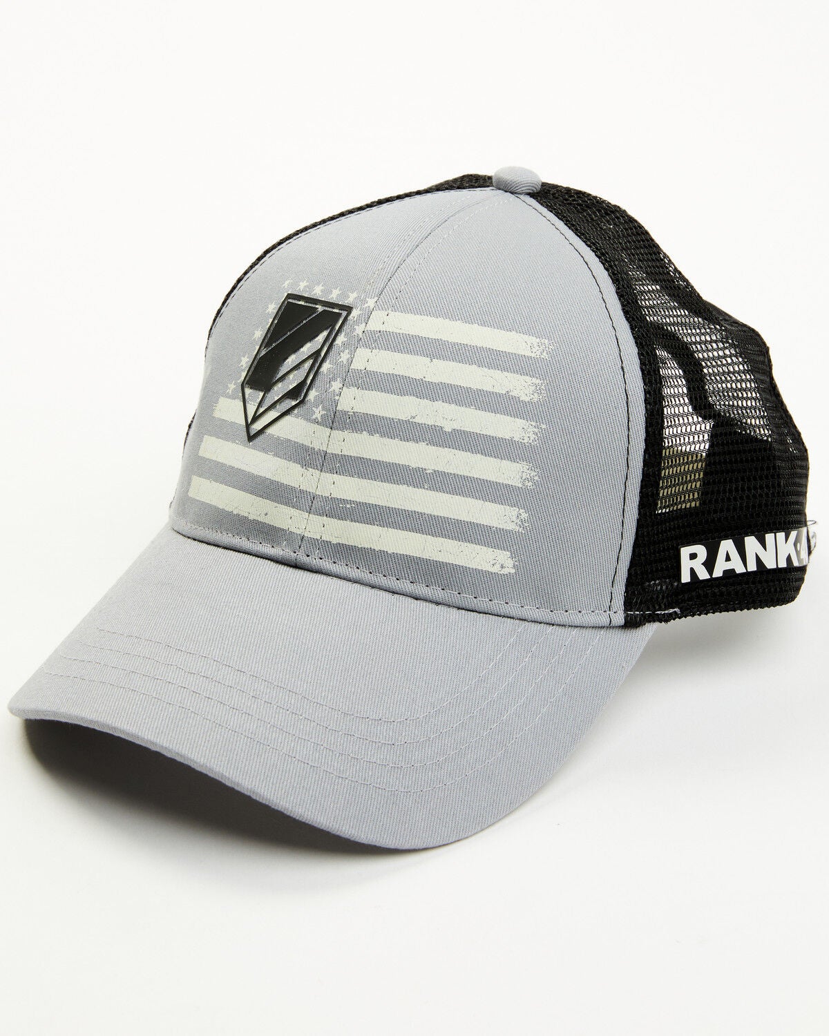Image #1 - RANK 45&reg; Men's Rubber Logo Flag Ball Cap, Black, hi-res