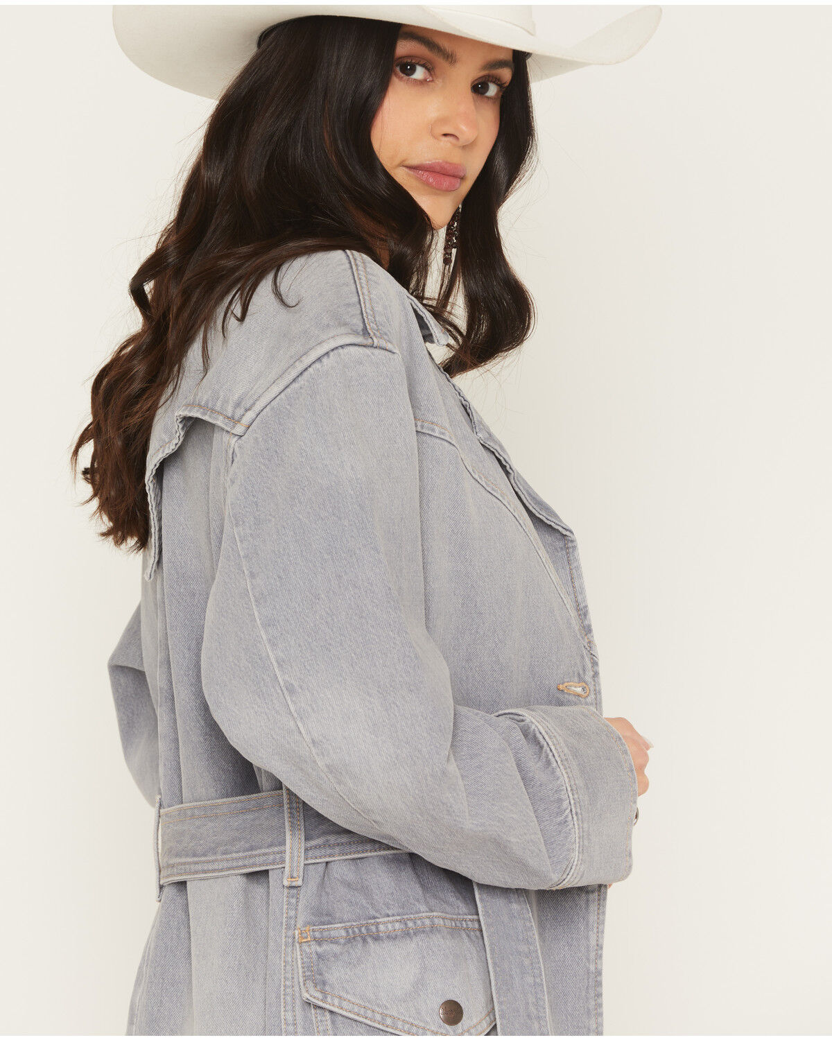 Image #2 - Wrangler Women's Denim Modern Trench Coat, Light Wash, hi-res