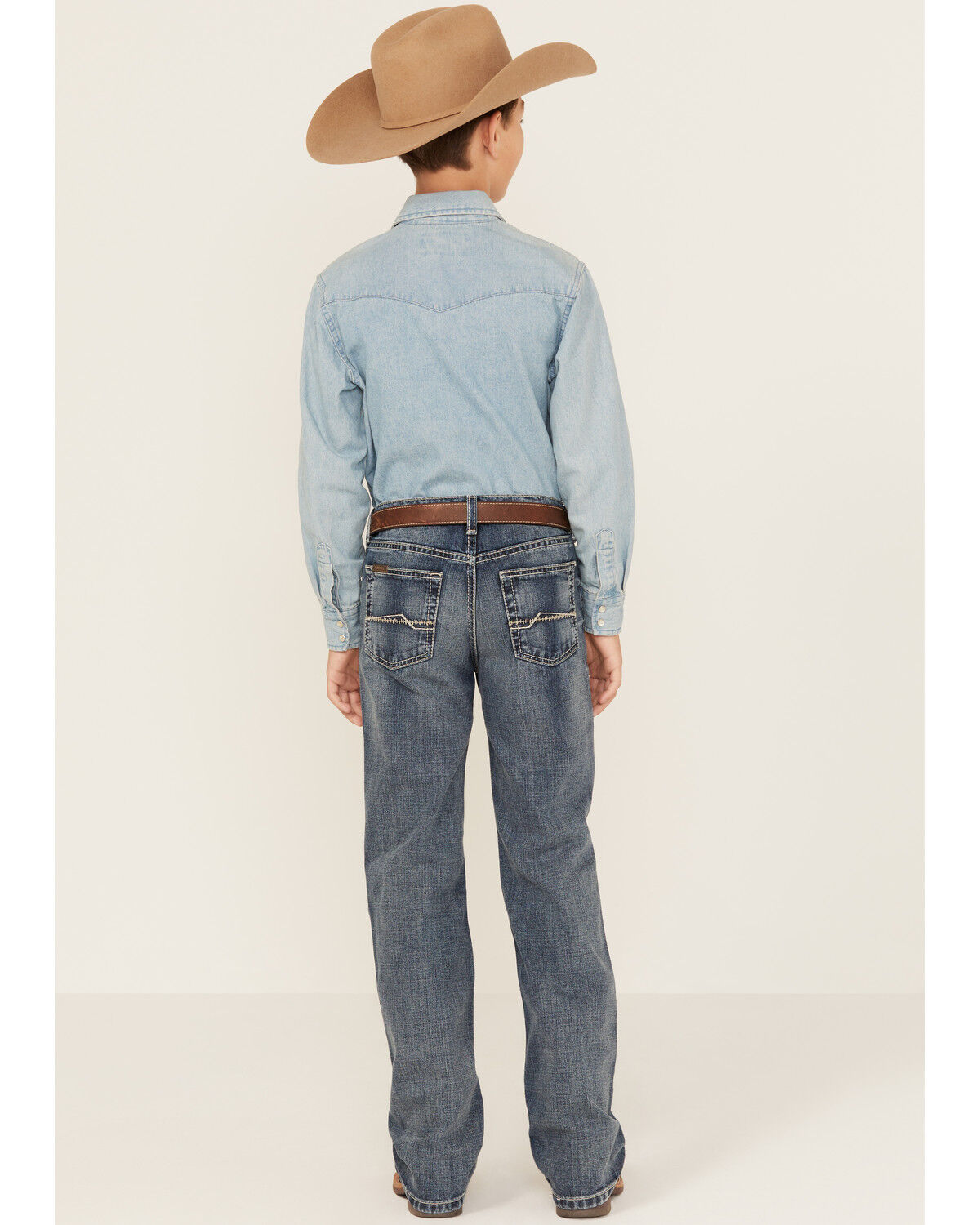 Image #3 - Ariat Boys' B4 Medium Wash Relaxed Bootcut Denim Jeans, Blue, hi-res