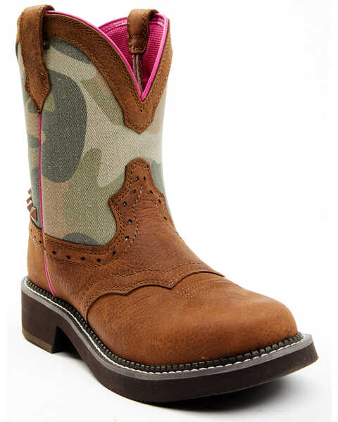 Shyanne Women's Jagger Camo Shaft Leather Western Boots - Wide Round Toe , Camouflage, hi-res