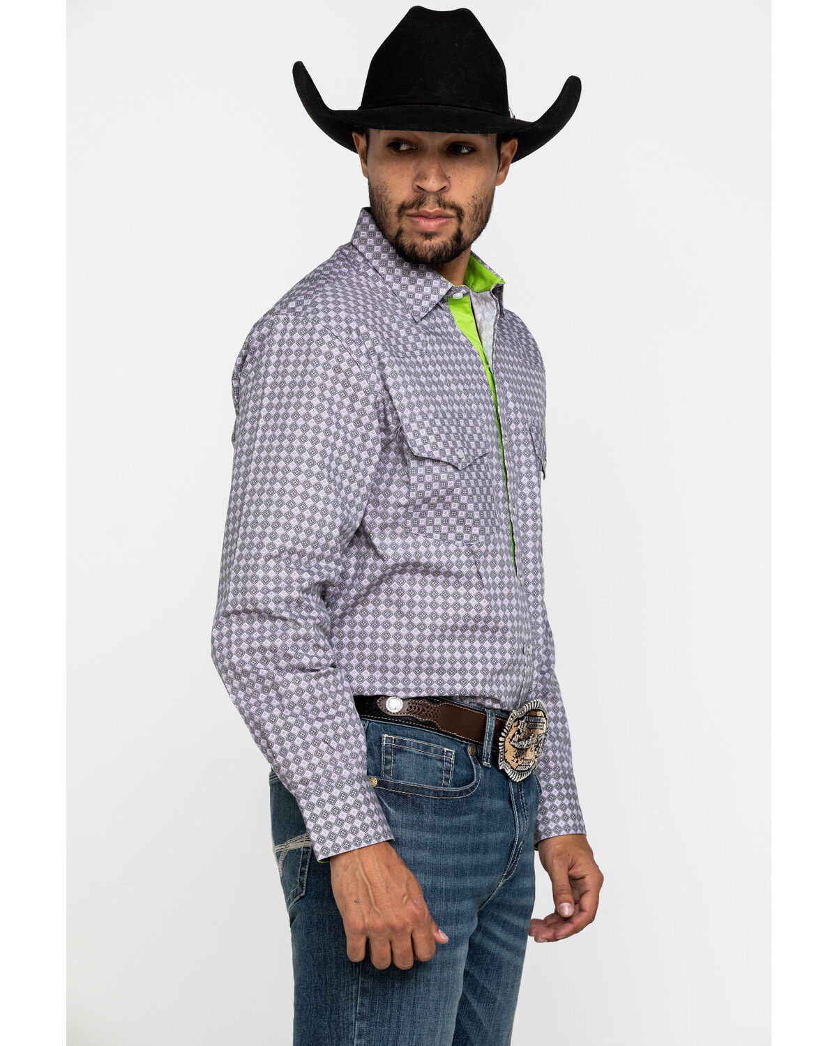 Image #3 - Resistol Men's Gray Clewiston Geo Print Long Sleeve Western Shirt, Grey, hi-res