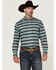 Image #1 - Ariat Men's Team Osborne Southwestern Striped Long Sleeve Button-Down Western Shirt - Tall, Turquoise, hi-res