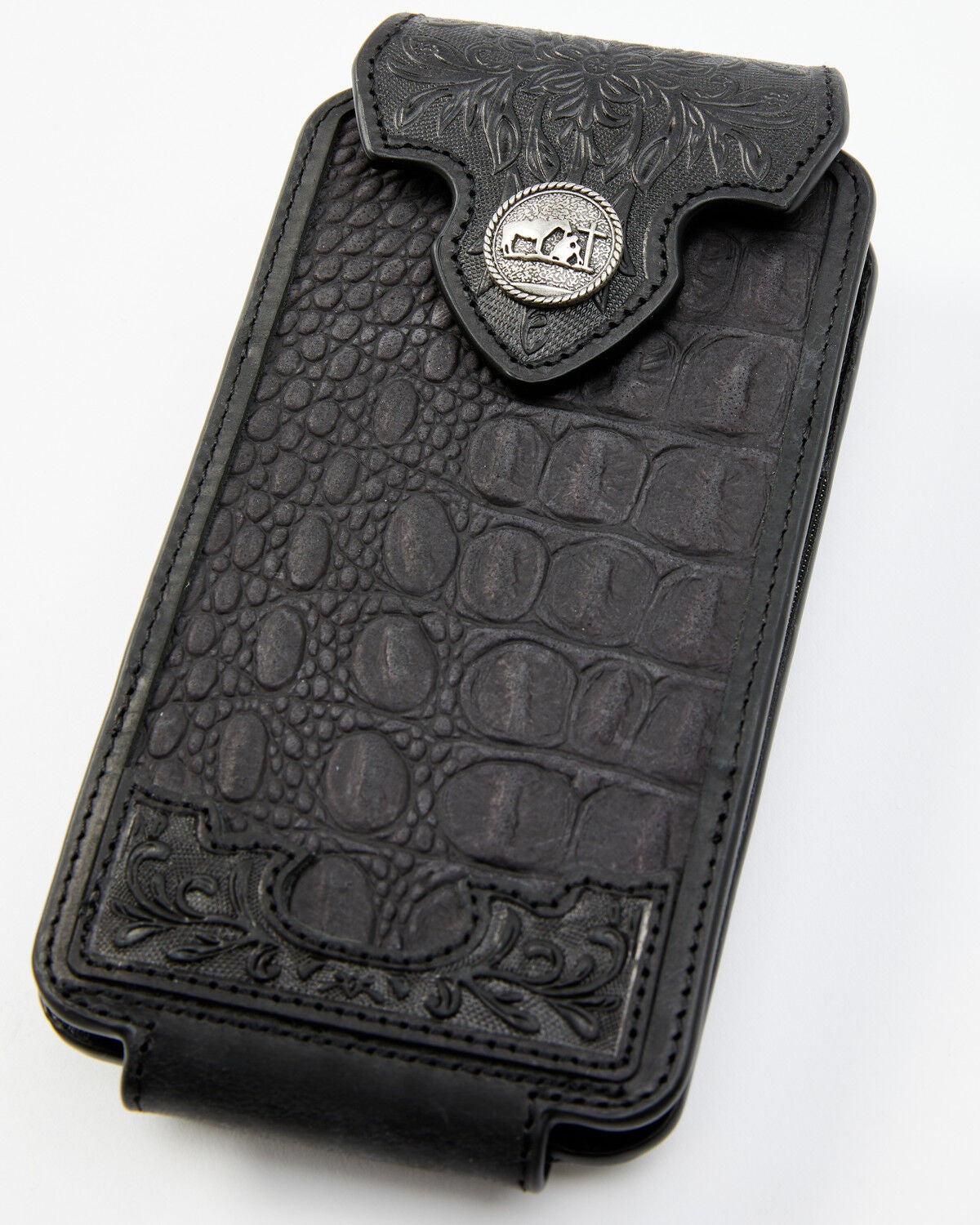 Cody James Men's Crocodile Embossed Cell Phone Case, Black, hi-res