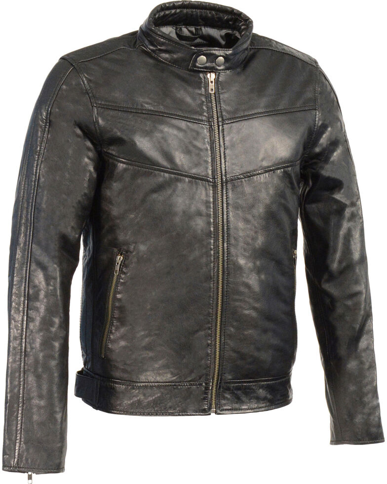 Milwaukee Leather Men's Stand Up Collar Leather Jacket - 5X Big , Black, hi-res