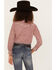 Image #4 - Roper Girls' Ditsy Floral Print Long Sleeve Pearl Snap Retro Western Shirt, Red, hi-res