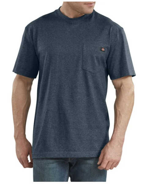 Image #1 - Dickies Men's Heathered Solid Heavyweight Short Sleeve Work Pocket T-Shirt , Heather Blue, hi-res