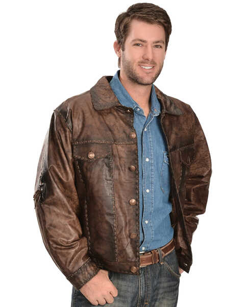 Image #2 - Kobler Leather Men's Rusty Leather Jacket, Brown, hi-res