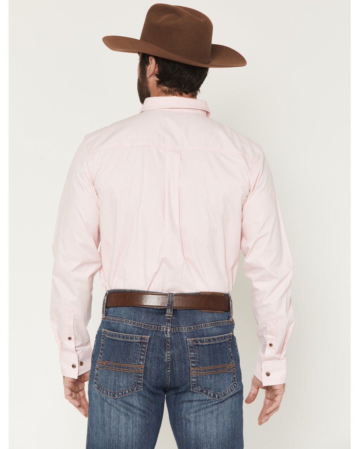 Image #4 - Cody James Men's Basic Solid Long Sleeve Button-Down Stretch Western Shirt, Pink, hi-res