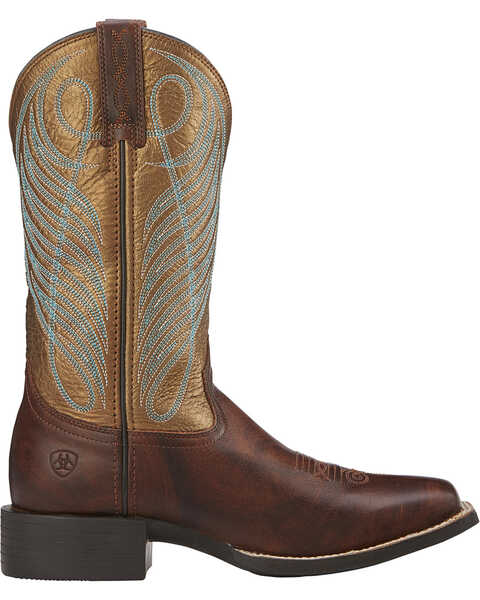 Ariat Women's Round Up Cowgirl Boots -Square Toe, Dark Brown, hi-res