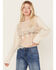 Wild Moss Women's Crochet Front Knit Top, Ivory, hi-res